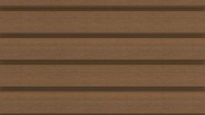 planeo LINEA Wide - Rivestimento per facciate in WPC CoEx, finitura Teak della Birmania, 2900 x 181 mm