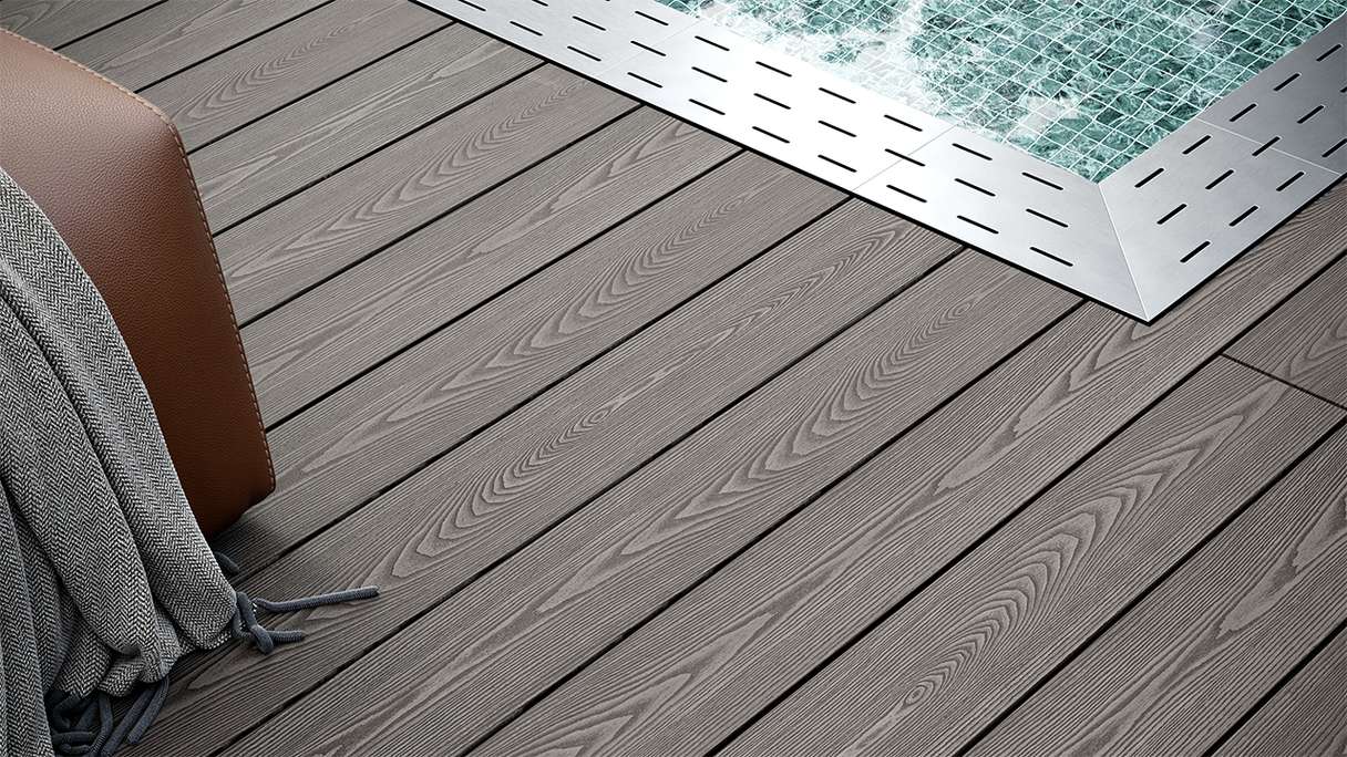 planeo SolidWood WPC decking set completo di tavole massicce - grigio chiaro francese/testurizzato