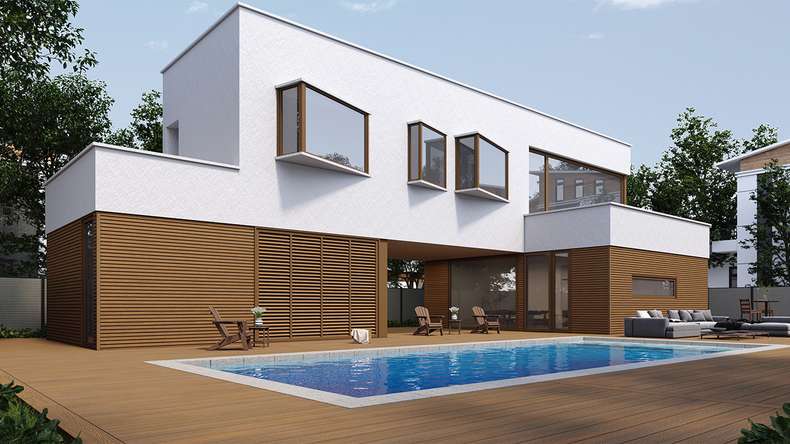 planeo LINEA Slim - Rivestimento per facciate in WPC CoEx, finitura Teak della Birmania, 2900 x 215 mm