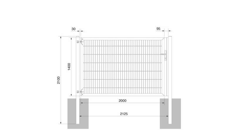 Porta universale pesante a 1 pannello antracite A 1400 x L 2125 mm inclusi i pali della porta