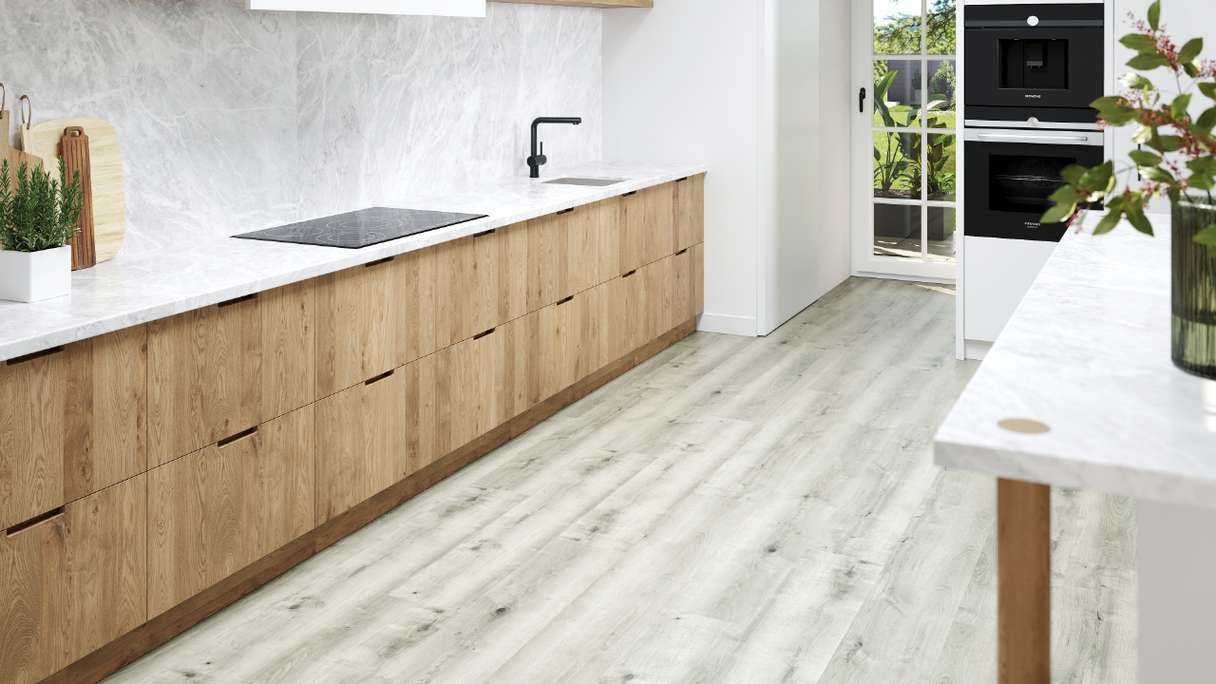 planeo Rigido Vinile ad incastro - SolutionX 2in1 Oak Light Grey | Isolamento acustico integrato (ECF-0076)