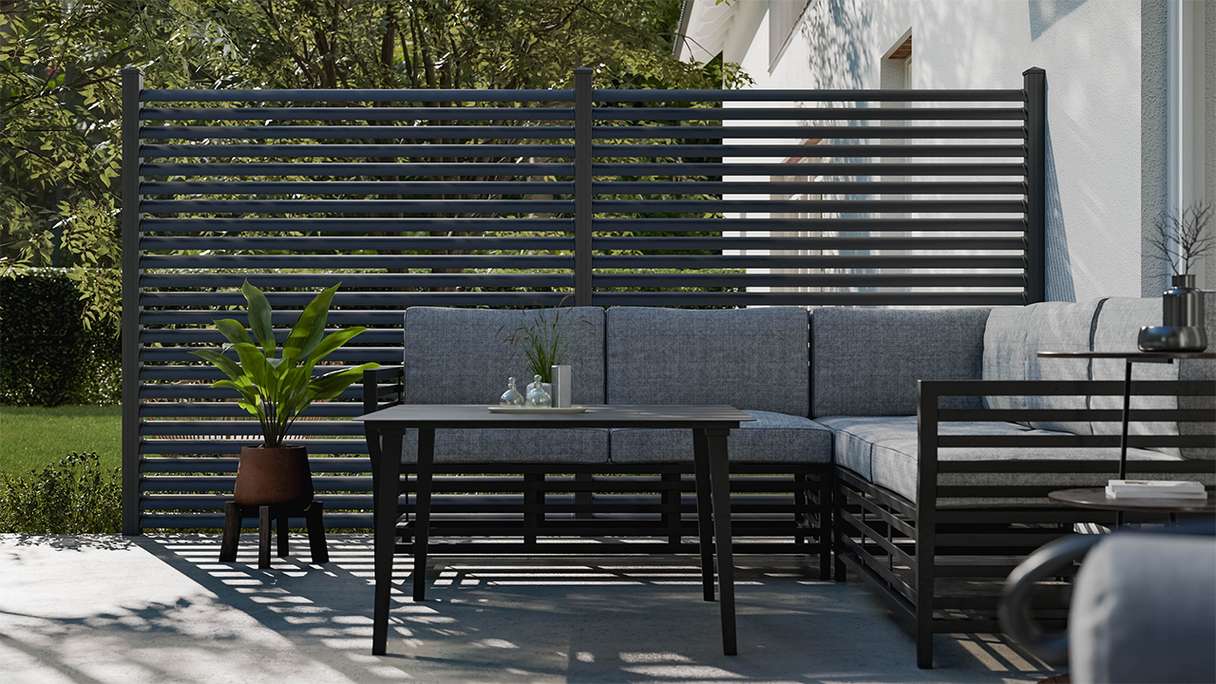 planeo Gardence Metallic Ellipse - Recinzione da giardino in alluminio quadrata Antracite | DB703