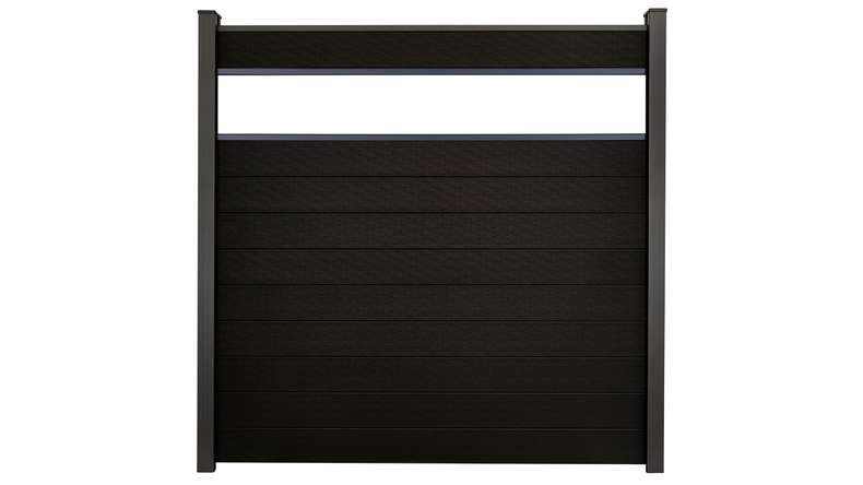 planeo Gardence Strong - recinzione a innesto BPC Vetro satinato nero co-ex 180 x 180 cm