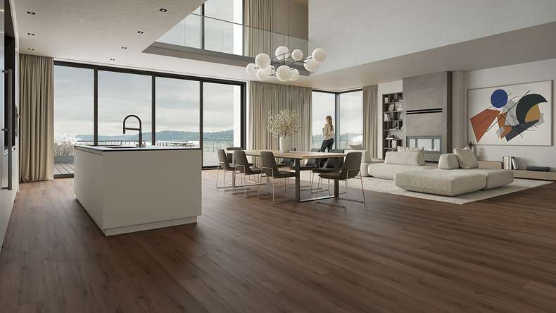 planeo Vinile rigido a incastro - HOMEtec Pro 50 IXPE Rovere marrone naturale | Isolamento acustico integrato (RP-G50-2)