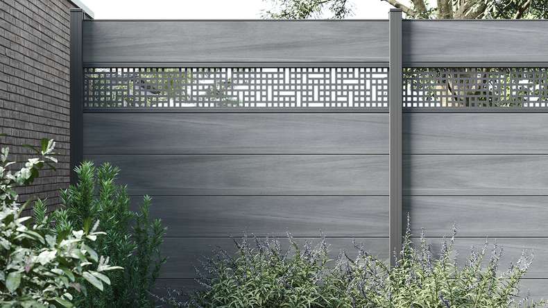 planeo Gardence Strong XL - Recinzione in BPC standard stone grey co-ex