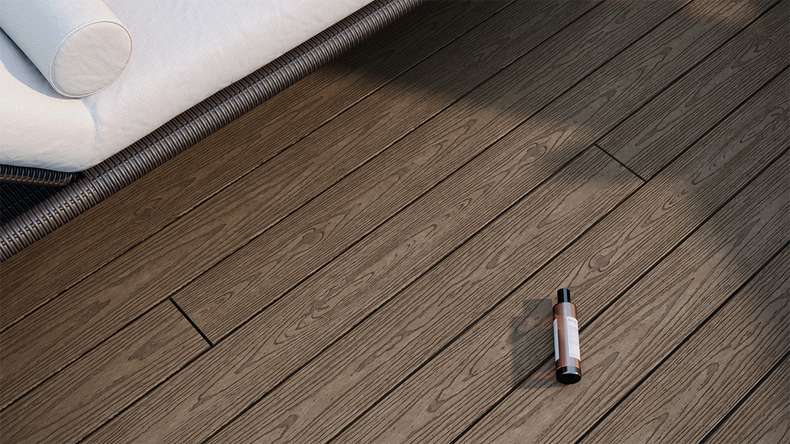 planeo CoEXWood WPC decking set completo tavola piena - marrone chiaro/marrone scuro strutturato