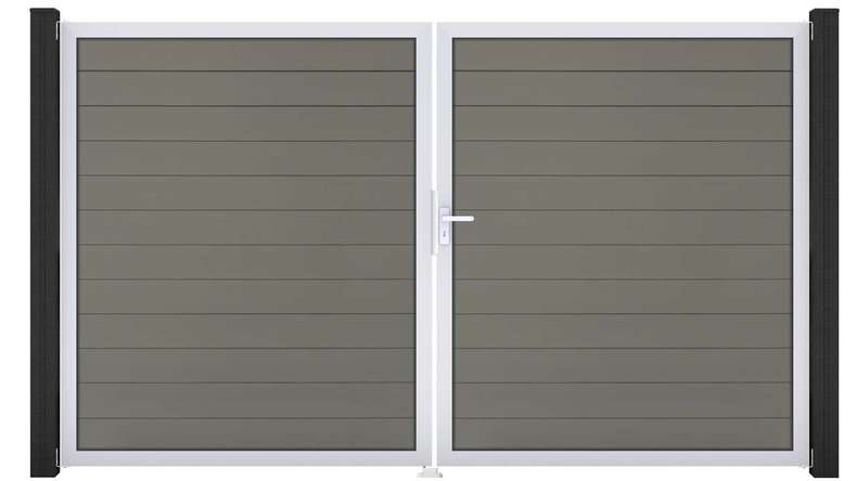 planeo Gardence Strong - Porta BPC - DIN Destro a 2 ante Grigio con telaio in alluminio argento