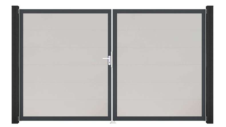 planeo Gardence Simply - Porta in PVC - DIN Sinistro a 2 ante Bianco con telaio in alluminio antracite