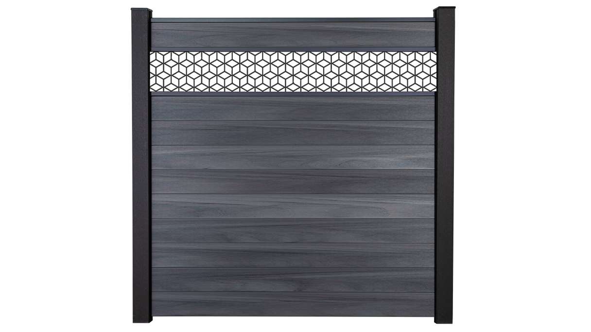 planeo Gardence Strong - recinzione a innesto BPC Cube stone grey co-ex 180 x 180 cm