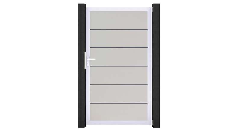 planeo Gardence Simply Premium - Cancello universale in PVC bianco con telaio in alluminio 100 x 180 cm