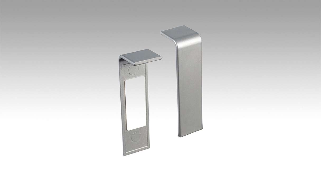 Raccordo autoadesivo MEISTER per profilo battiscopa 15 MK | 15 F MK | 20 PK | 20 PK Aqua 2038 in acciaio inox (800034-04-02038)