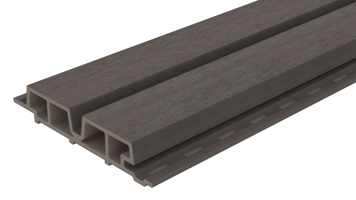 planeo LINEA Wide - Rivestimento per facciate in WPC CoEx, grigio scuro, 2900 x 181 mm