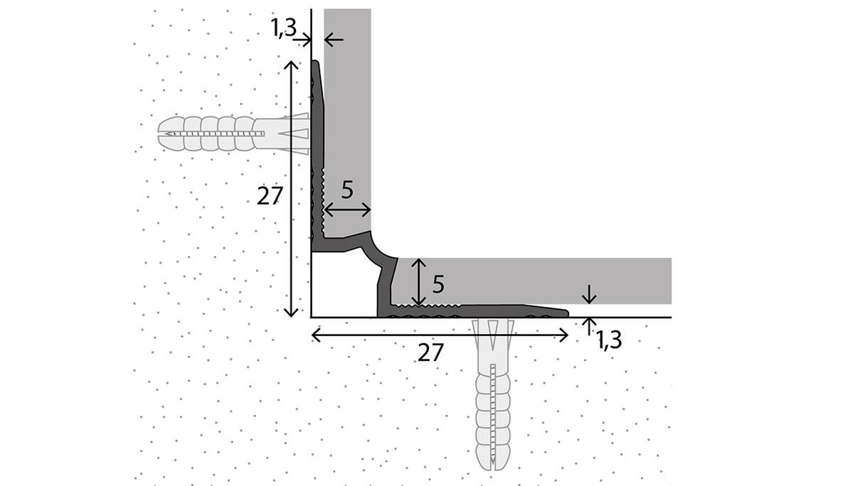 paragradino planeo angolo interno 601 - 250 cm