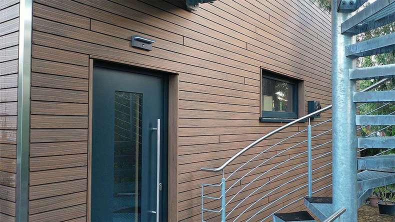 planeo Fassado - Modanatura a rombi in WPC Rivestimento di facciata marrone