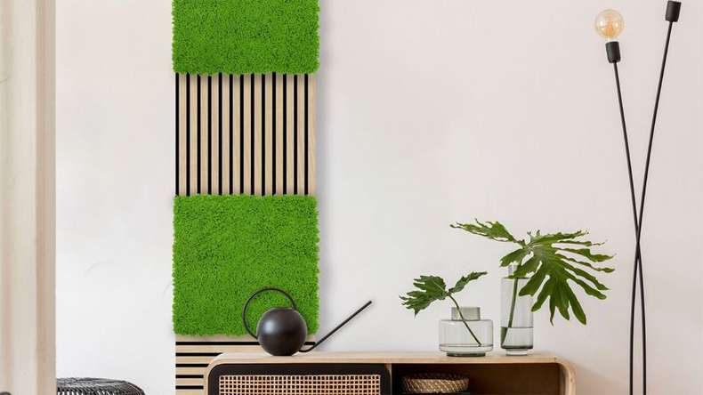 pannello acustico planeo - MixWall Moss Mood Lime Green 52 x 52 cm | muschio artificiale (PLMW-30211C)
