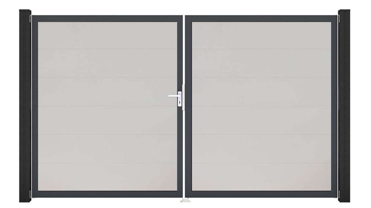 planeo Gardence Simply - Cancello in PVC a 2 ante, bianco, con telaio in alluminio 