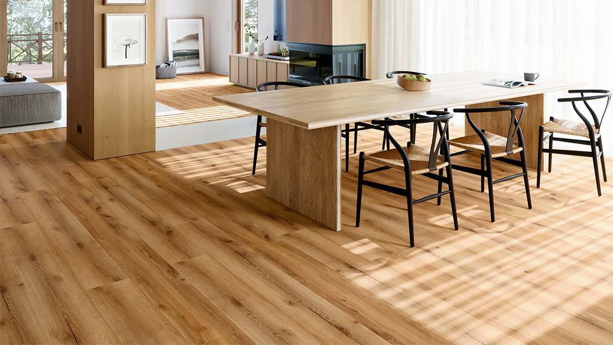planeo Vinile rigido Klick - SolutionX 2in1 BigSize Atelier Oak Tavola XL lunga 1,83 m | isolamento acustico integrato (ECF-BS-85)