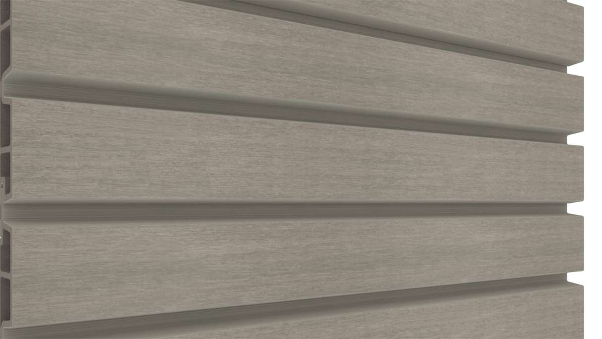 planeo LINEA Wide - Rivestimento per facciate in WPC CoEx, grigio chiaro, 2900 x 181 mm
