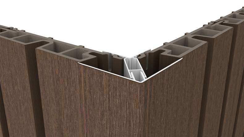 planeo LINEA - Profilo angolare esterno in alluminio CoEx, colore Ipe marrone, 3000 x 66 x 66 mm