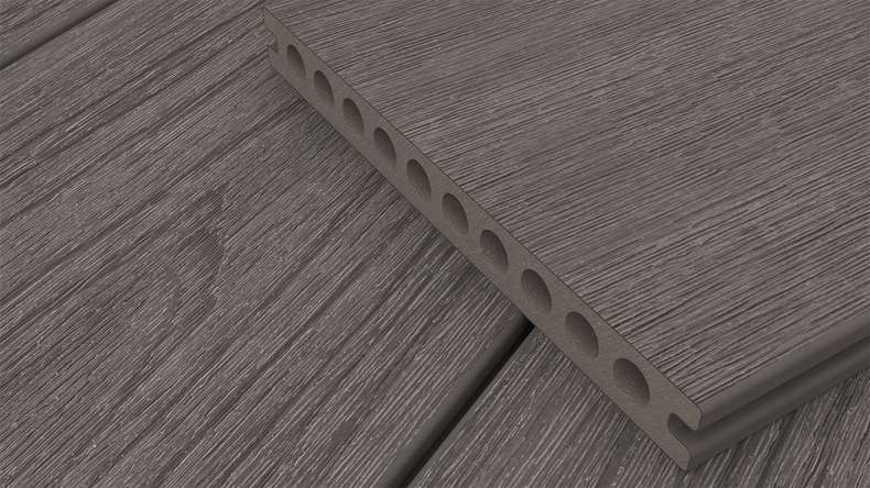 planeo MAXLine Nature - Pannello per decking XL rivestito in WPC CoEx a camera cava - grigio scuro 3m strutturato/liscio spazzolato