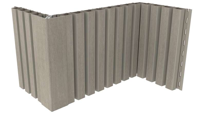 planeo LINEA Slim - Rivestimento per facciate in WPC CoEx, grigio chiaro, 2900 x 215 mm