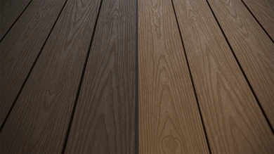 planeo CoEXWood WPC tavola con rivestimento solido - Marrone chiaro/Marrone scuro 3m strutturato
