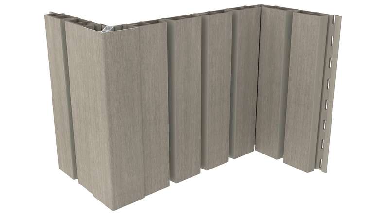 planeo LINEA Wide - Rivestimento per facciate in WPC CoEx, grigio chiaro, 2900 x 181 mm