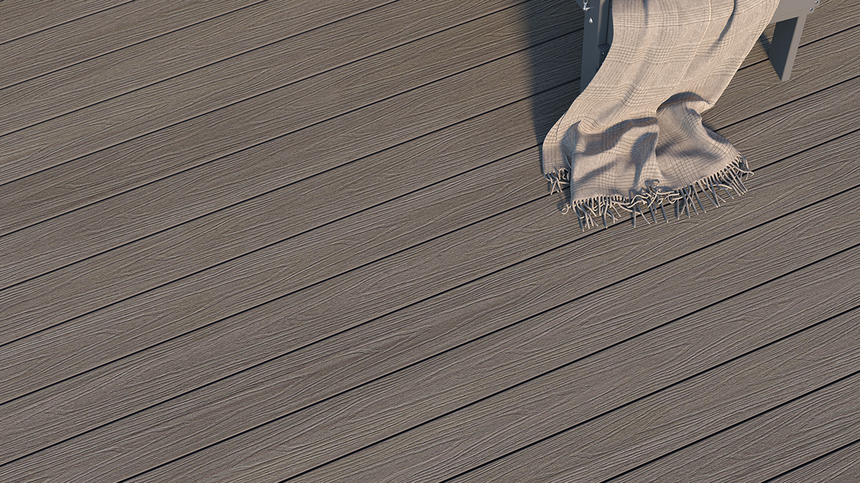 planeo UNIDeck - Listello per terrazza rivestito in WPC CoEx, grigio scuro, 3 m - strutturato/liscio spazzolato