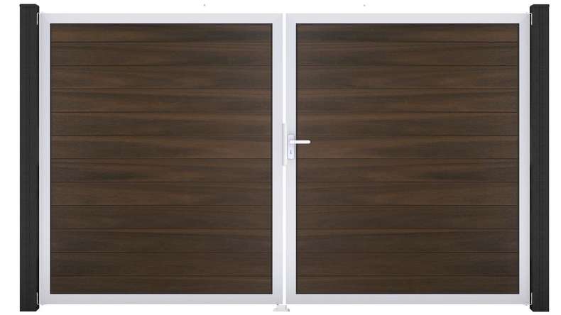 planeo Gardence Strong - Porta BPC - DIN Destro a 2 ante Noce co-ex con telaio in alluminio argento