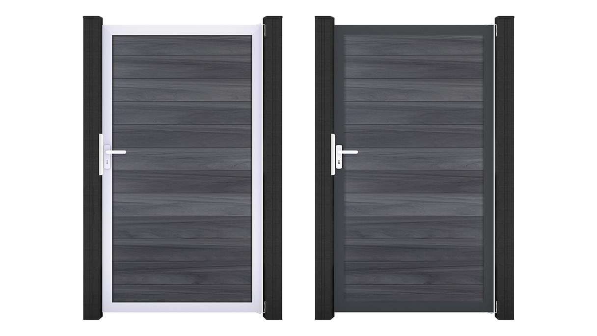 planeo Gardence Strong - Cancello universale BPC grigio pietra, co-ex con telaio in alluminio 100 x 180 cm