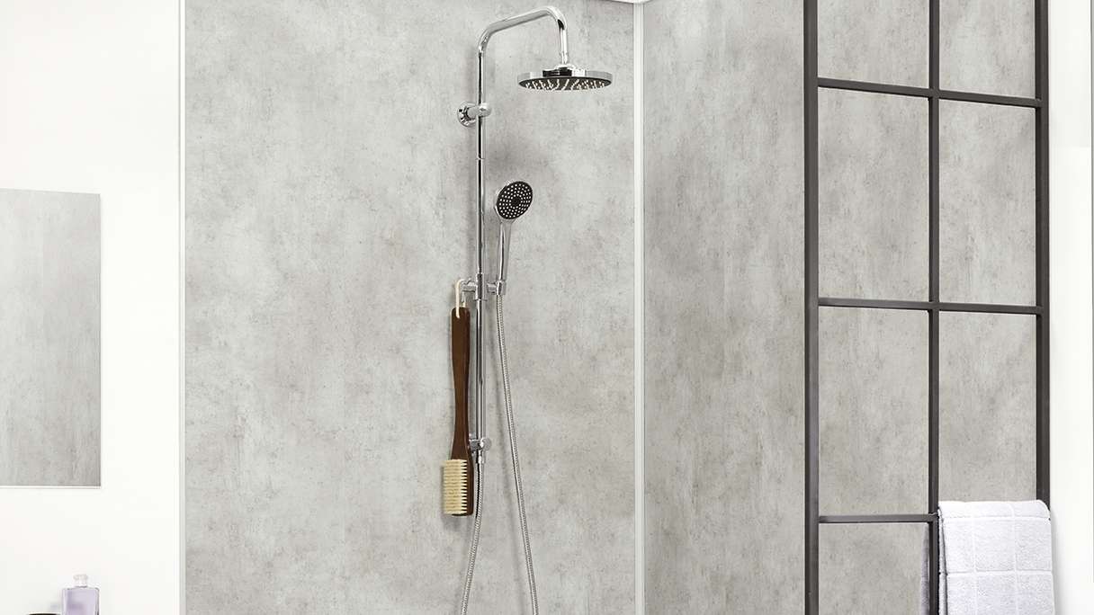 planeo StrongWall - Rivestimento in plastica XL Wash Cement 260 x 90 cm