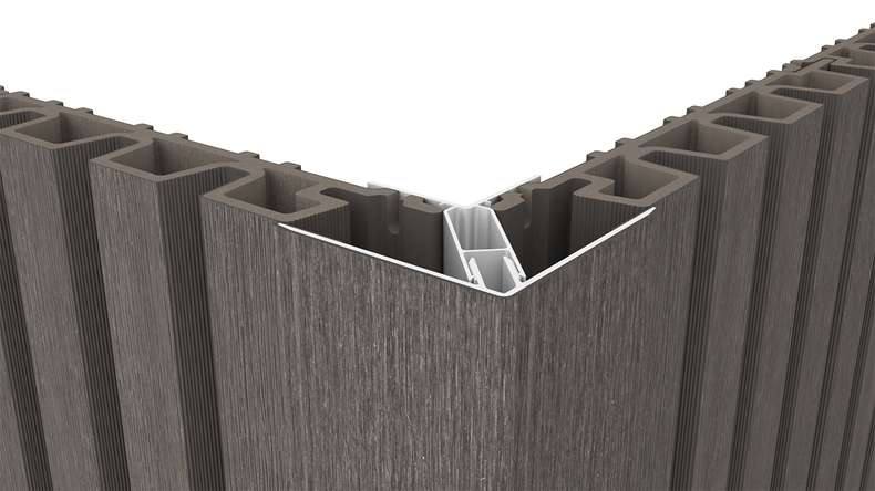 planeo LINEA - Profilo angolare esterno in alluminio CoEx, grigio scuro, 3000 x 66 x 66 mm