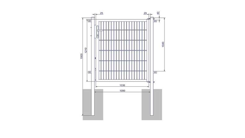 Porta universale media a 1 pannello zincata a caldo A 1200 x L 1090 mm inclusi i pali della porta