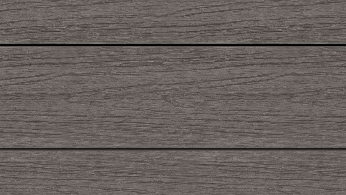 planeo WOODLine Nature - Pannello per decking rivestito in WPC CoEx a camera cava - grigio scuro 3m strutturato/liscio spazzolato