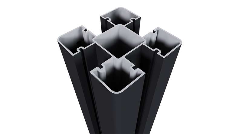 palo in alluminio planeo per la posa nel calcestruzzo - nero 8 x 8 x 240 cm incl. tappo per palo