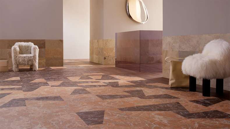 Forbo Allura Materiale 55 Vinile adesivo - Trapezio marmo pesca (63788DR5)