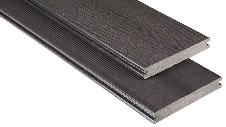 planeo pavimenti WPC - tavola per decking solido grigio-marrone 4.30m - scanalato