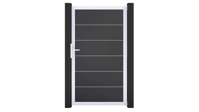 planeo Gardence Simply Premium - Cancello universale in PVC grigio antracite con telaio in alluminio 100 x 180 cm