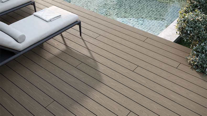 planeo CoEXWood WPC tavola con rivestimento solido - Grigio/Cemento 3m strutturato