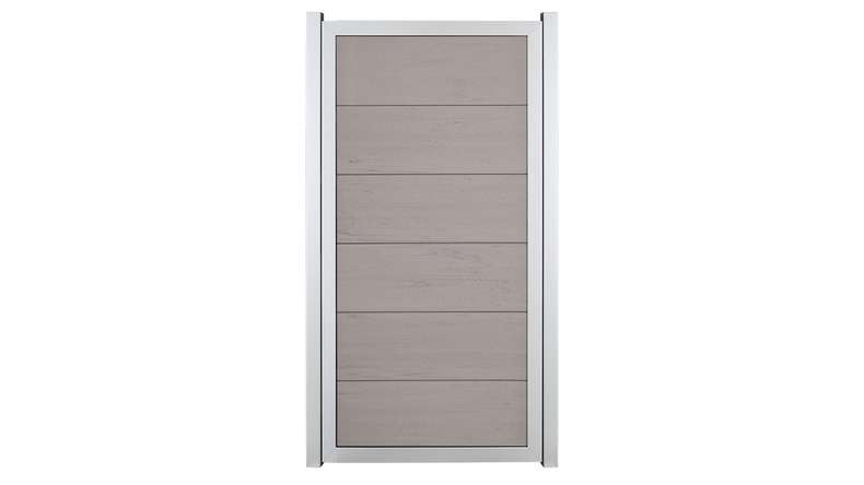 planeo Gardence Guard - Recinzione in BPC verticale Bicolore Sabbia con telaio in alluminio in argento