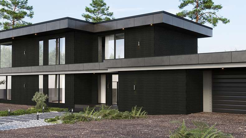 planeo LINEA Wide - Rivestimento per facciate in WPC CoEx, nero, 2900 x 181 mm