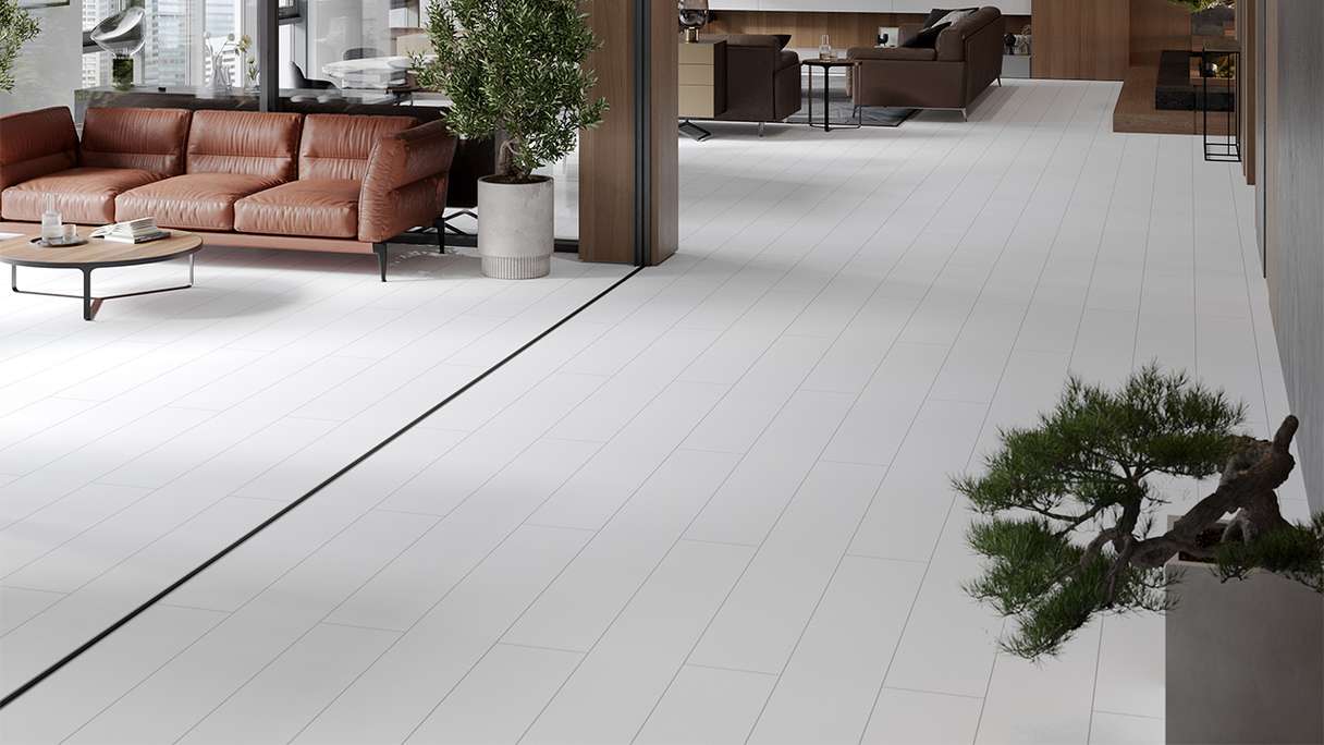 planeo Vinile rigido a incastro - Bianco legno | Isolamento acustico integrato (100P2935-N)