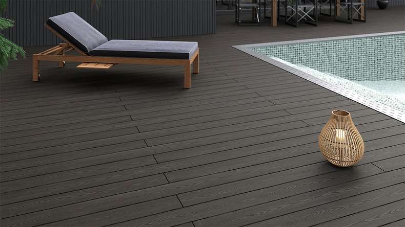 planeo SolidWood WPC tavola solido - Grigio scuro 3m francese/strutturato