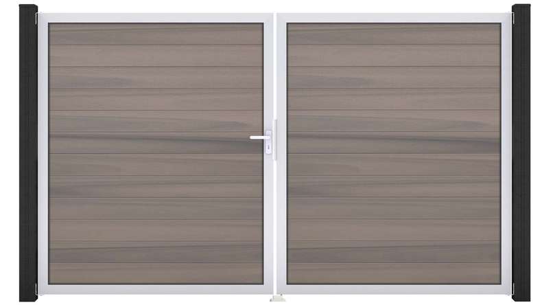 planeo Gardence Strong - Cancello BPC - a 2 ante, bicolore co-ex con telaio in alluminio