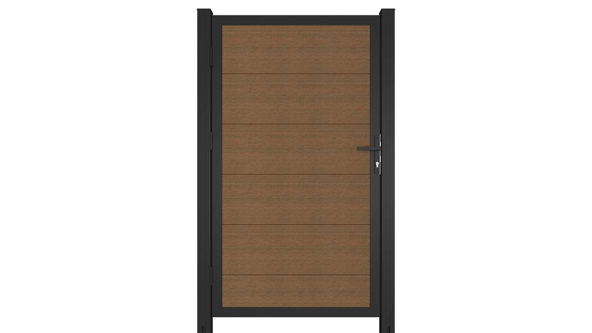 planeo INFINITY XL-Board - Porta universale in WPC CoEx Teak Burma con telaio in alluminio antracite 100 x 180