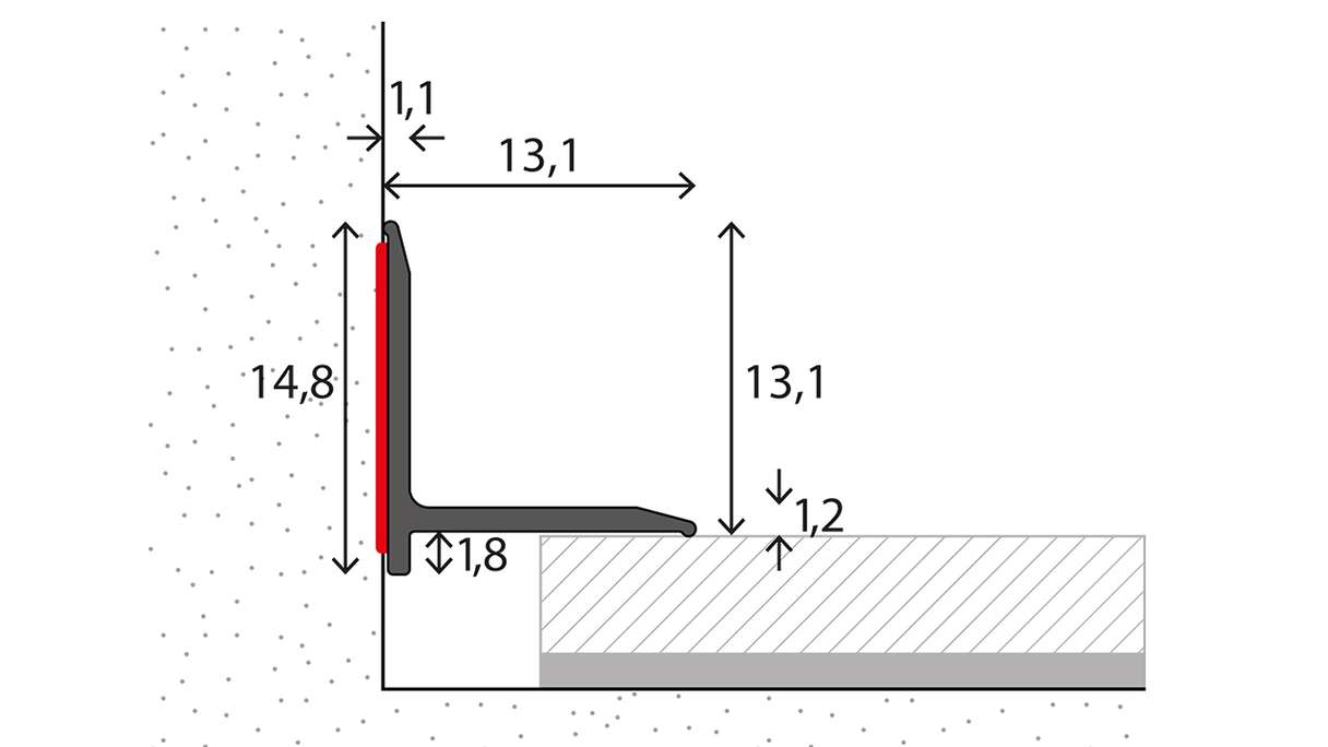 profilo di collegamento a parete planeo 892 - 100 cm