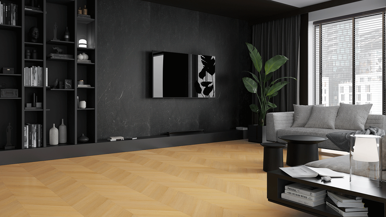 Rivestimento murale SPC planeo - CeraRock Tile Black Slate XL 280 x 117,5 cm