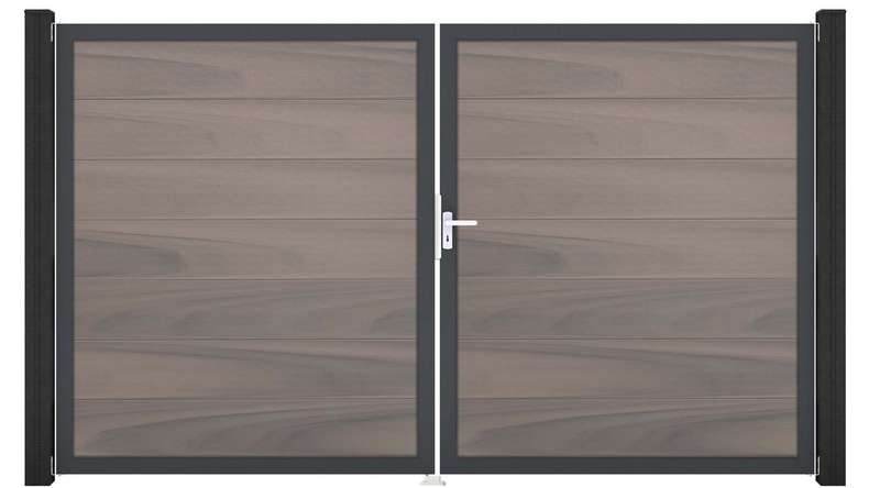 planeo Gardence Strong XL - Cancello BPC - a 2 ante, bicolore co-ex con telaio in alluminio