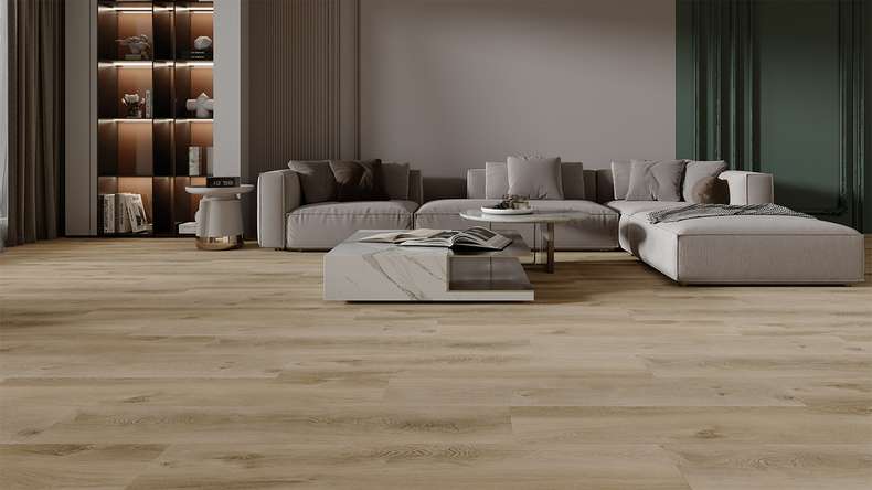 planeo Vinile rigido a incastro - HOMEtec Pro 50 IXPE Desert Drift Oak | Isolamento acustico integrato (RP-E50-6)