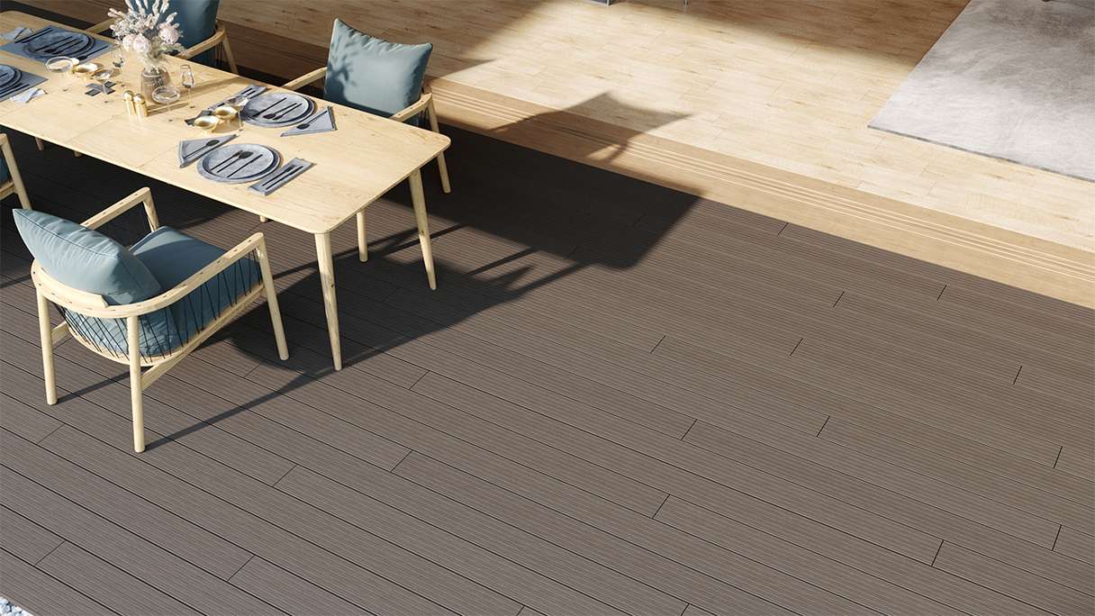 planeo LightWood WPC tavola cava - Grigio chiaro 3m scanalato/scanalato